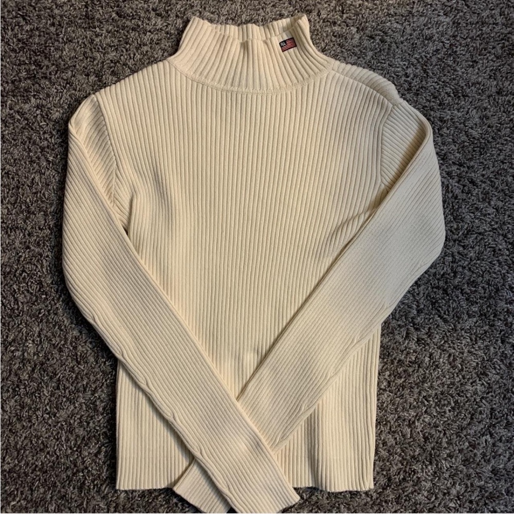 Vintage Polo Ralph Mock Neck Sweater - Cream